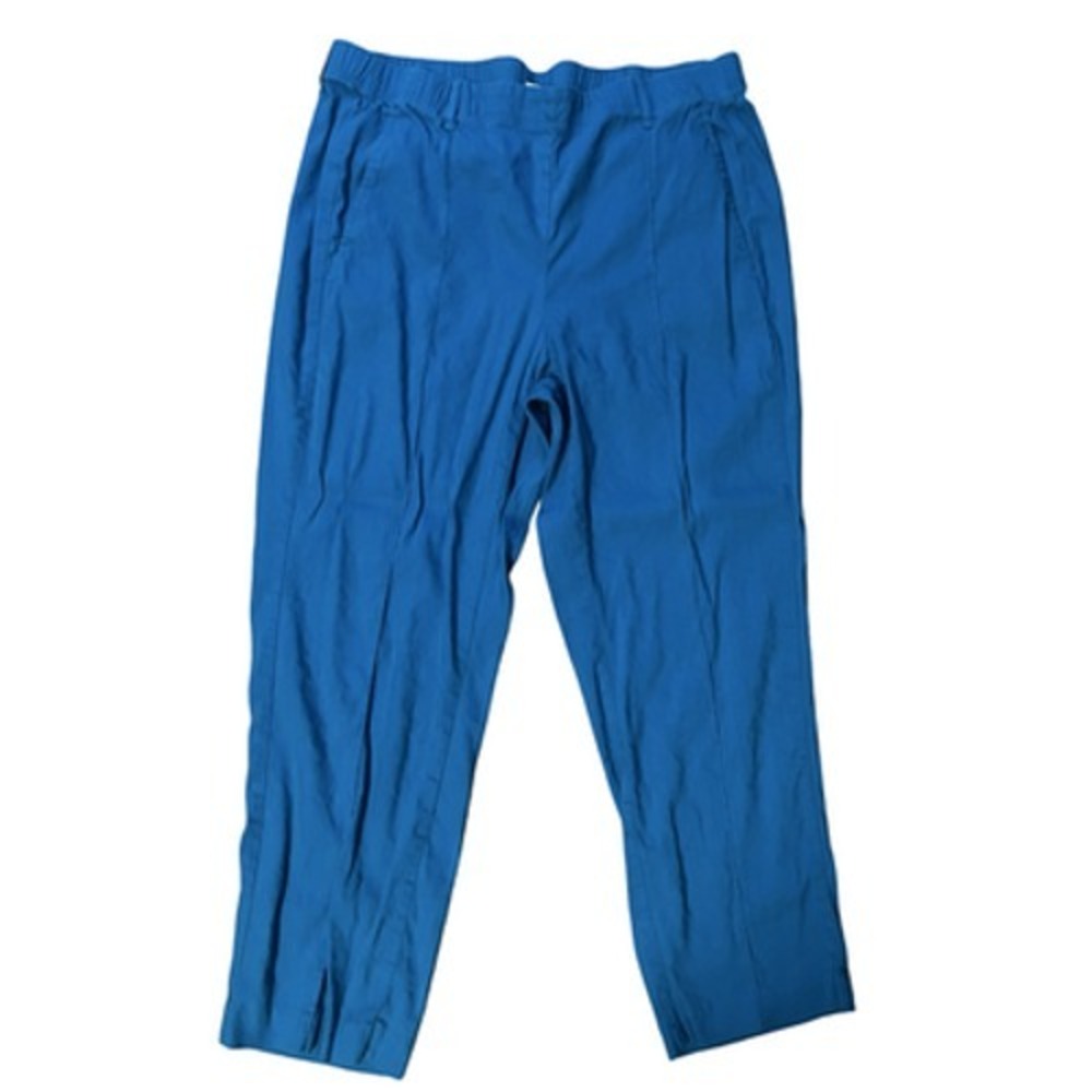 J. Jill Pants‎ Womens L Tall Blue Linen Stretch Ankle Pull On Elastic Waist